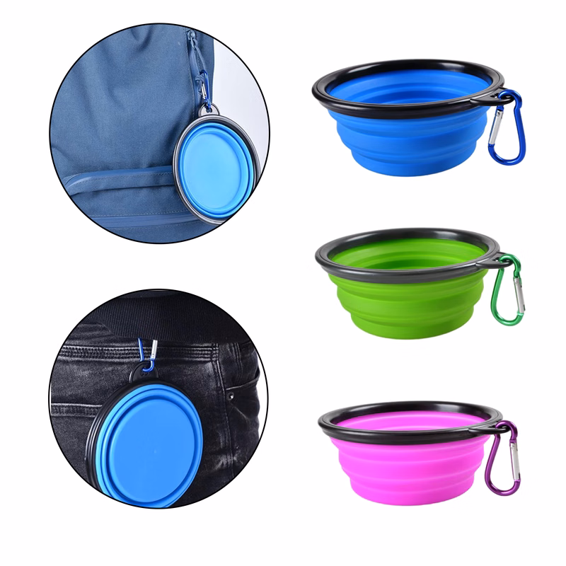 Foldable Pet Dog Bowl With Carabiner