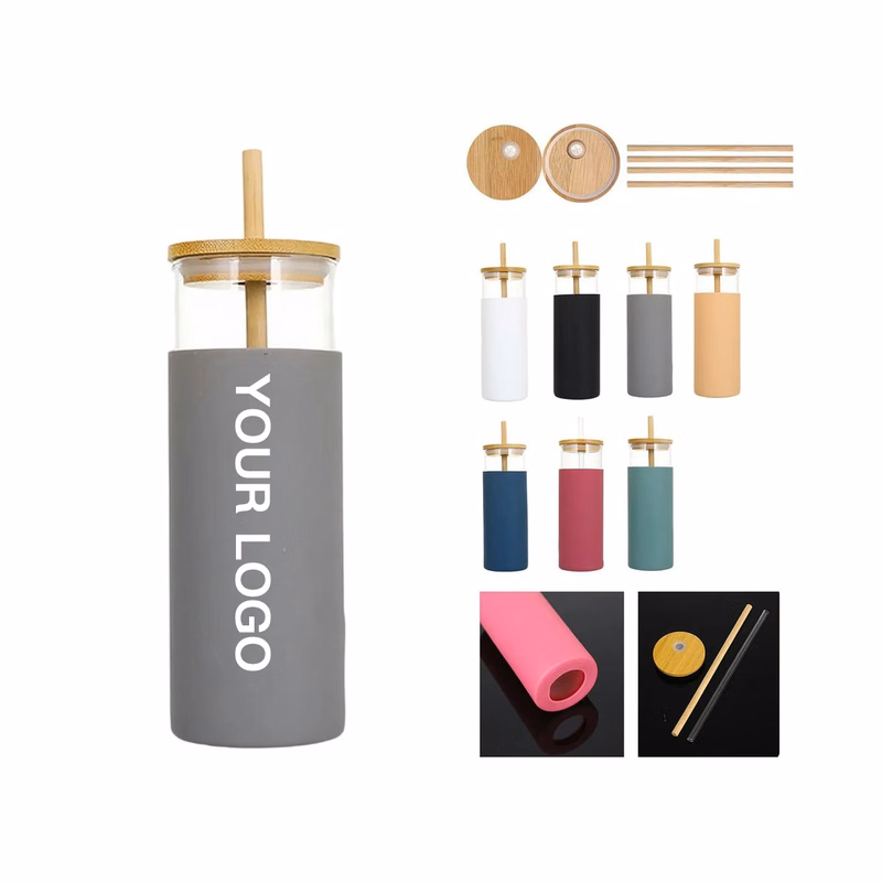 Reusable Glass Bottle with Silicone Sleeve