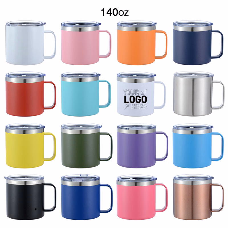 14oz Stainless Steel Coffee Cup Mug With Lid And Handle