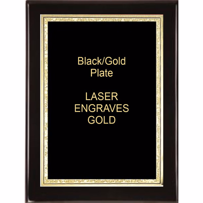 5" x 7" Black Piano Finish Standing Plaque with a Black Florentine Plate