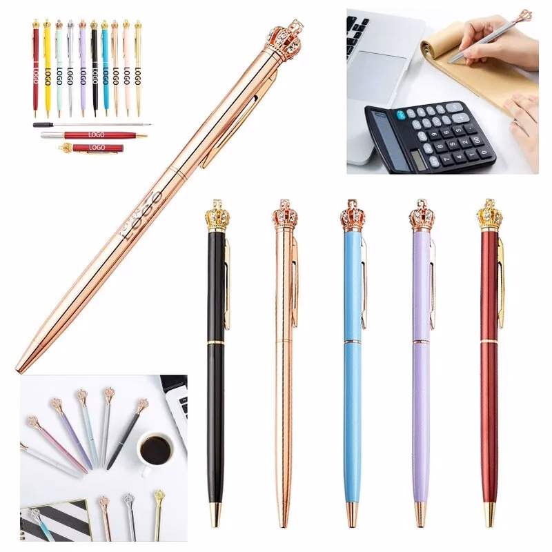 Crown Top Decor Metal Ballpoint Pen
