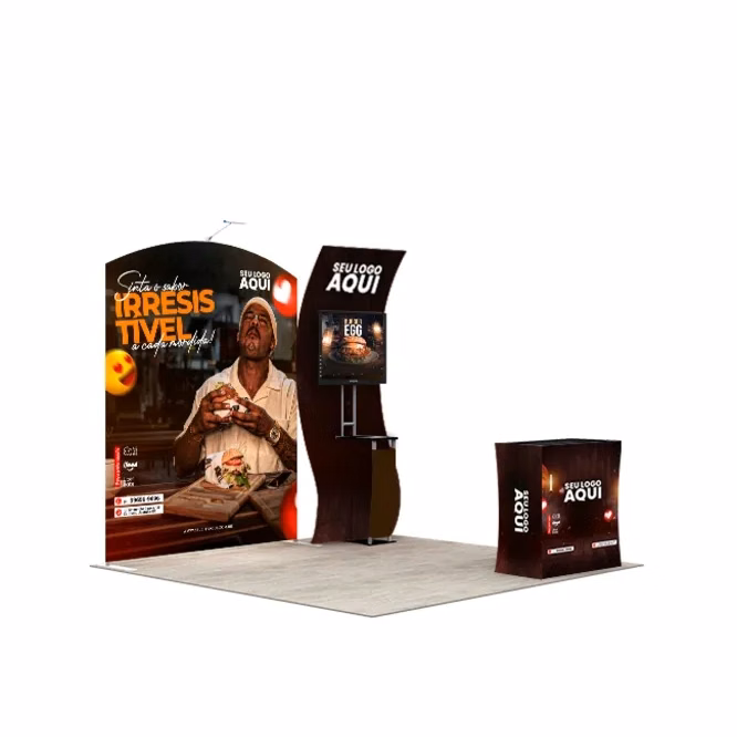 10ft Inline Trade Show Booth – LED Backlit Display with Counter & Branding