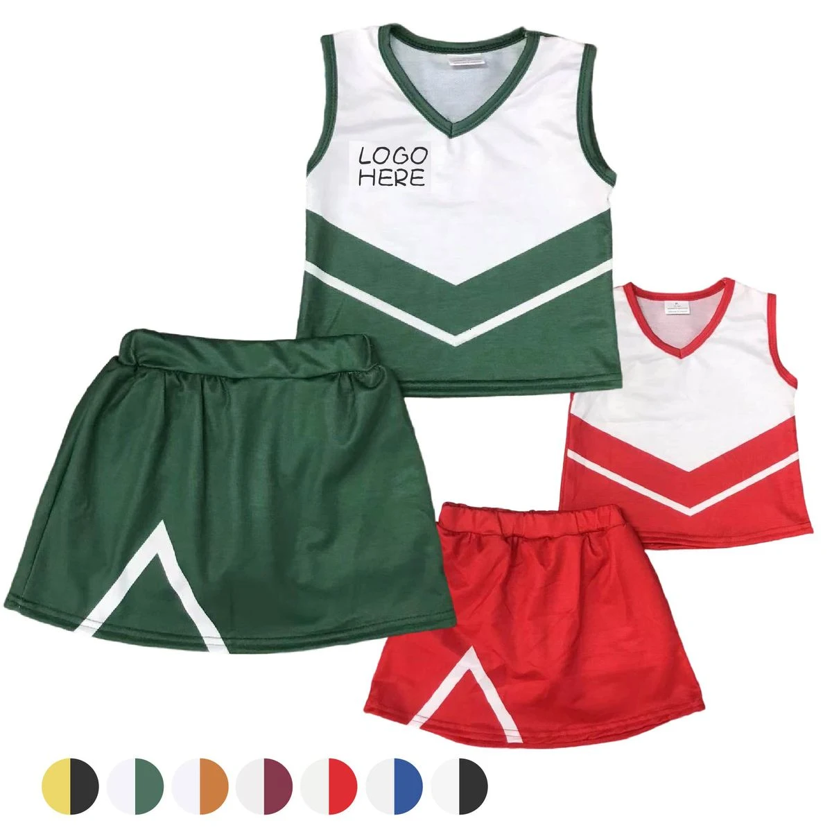 Women's Cheerleading Uniform Crop Top Skirt Cheer Set 1