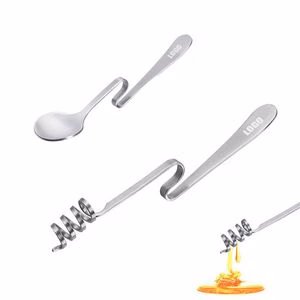 Stainless Steel Curve Shaped Spoon And Honey Dipper Stick Stirrer