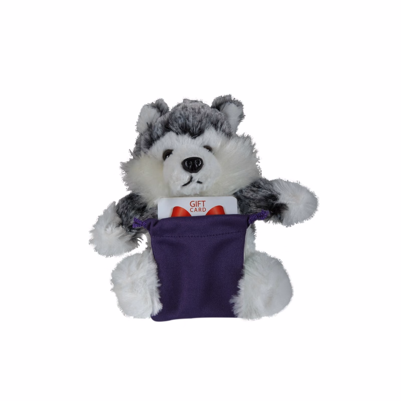 soft plush Husky with gift card sack