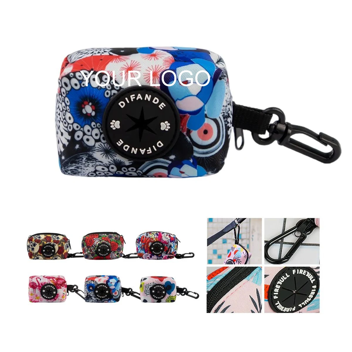 Pet Waste Bag Dispenser 3.5" x 2" x 2" with Rotating Clip and Custom Logo 1
