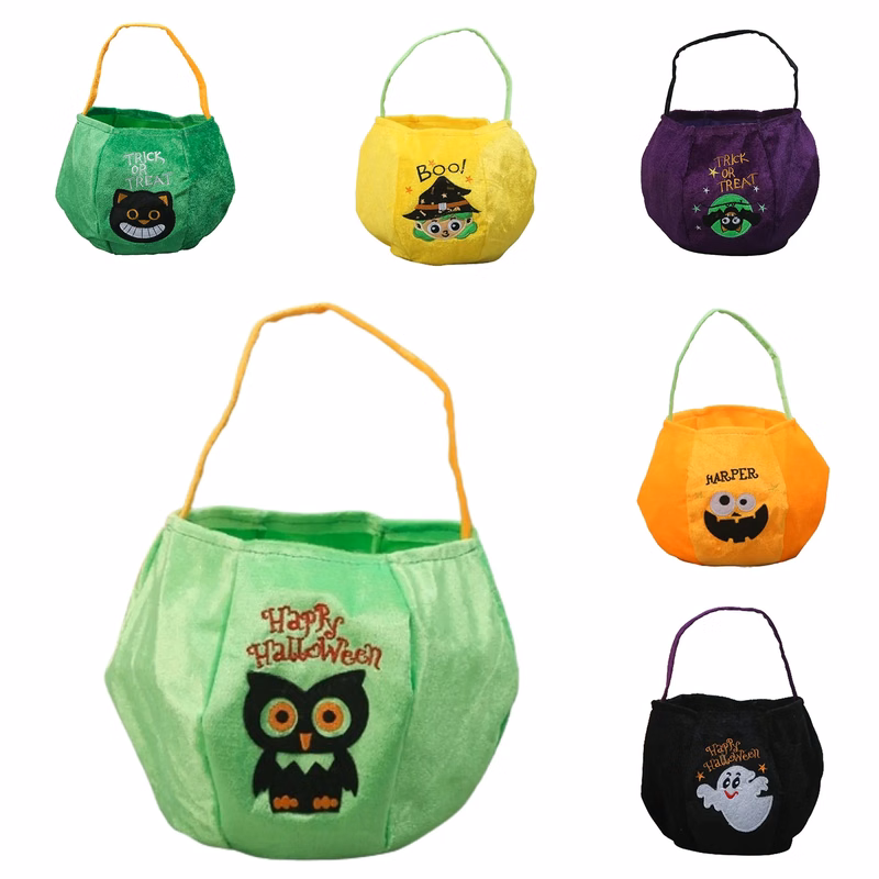 Halloween Reusable Fabric Trick or Treat Buckets