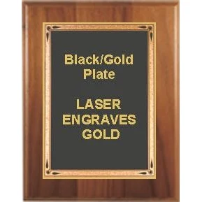 10-1/2" x 13" Cherry Finish Plaque with a Black Teardrop Plate 1