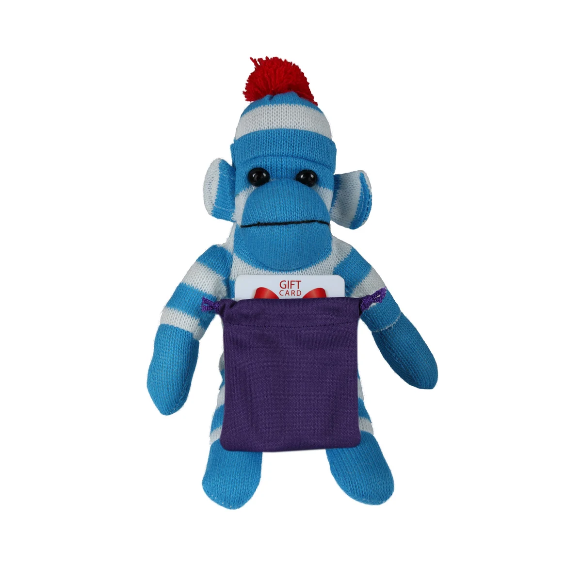 soft plush Blue Sock Monkey with gift card sack 1