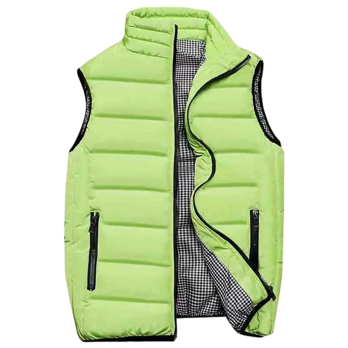Polyester Quilted Packable Puffer Vest With Front Zipper Closure 1
