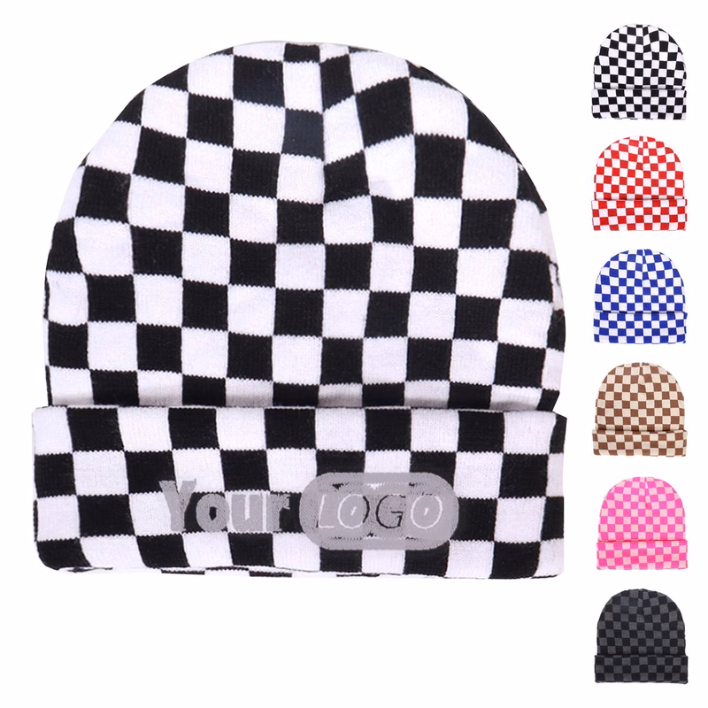 Rolled-Brim Jacquard Knit Winter Hat