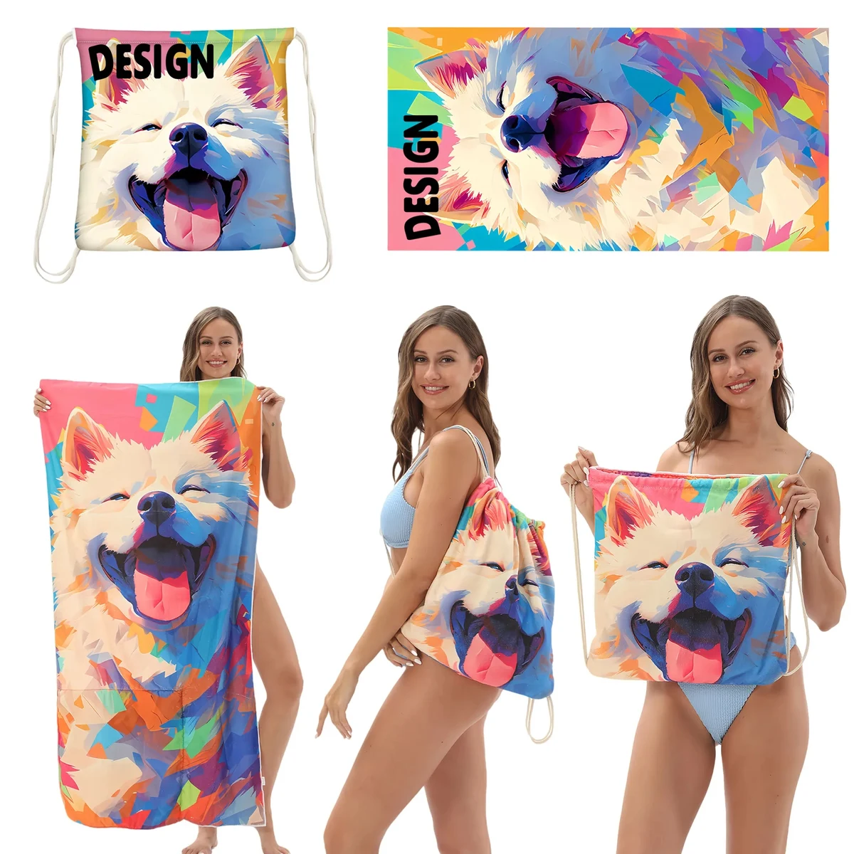 Versatile 2-In-1 Foldable Beach Towel With Storage Bag 1