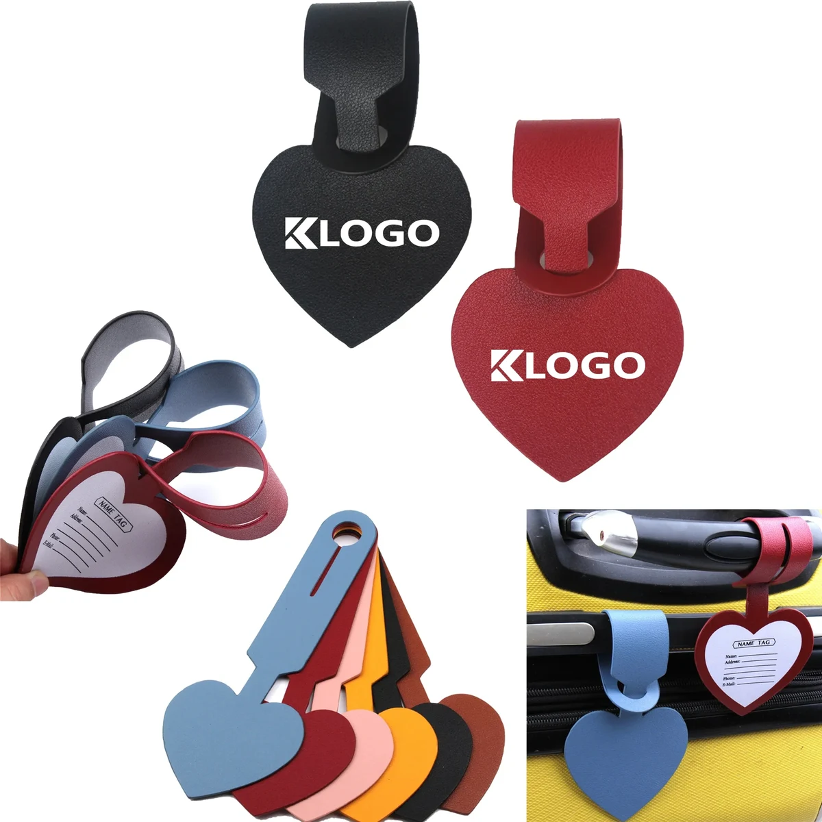 Heart Shape Luggage Tag PU Leather 1