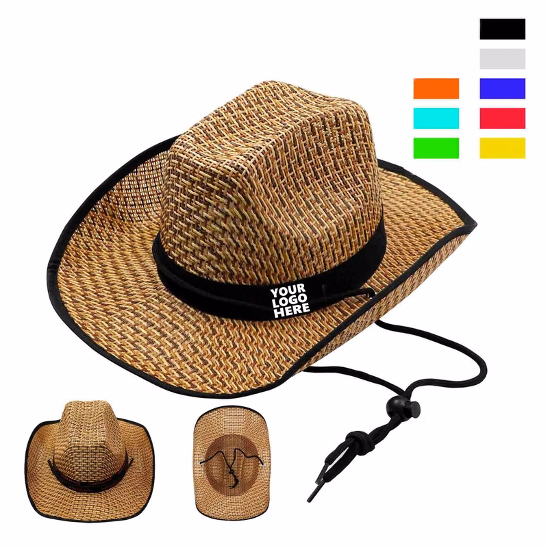 MOQ100 Wide-Brimmed Cowboy Straw Hat