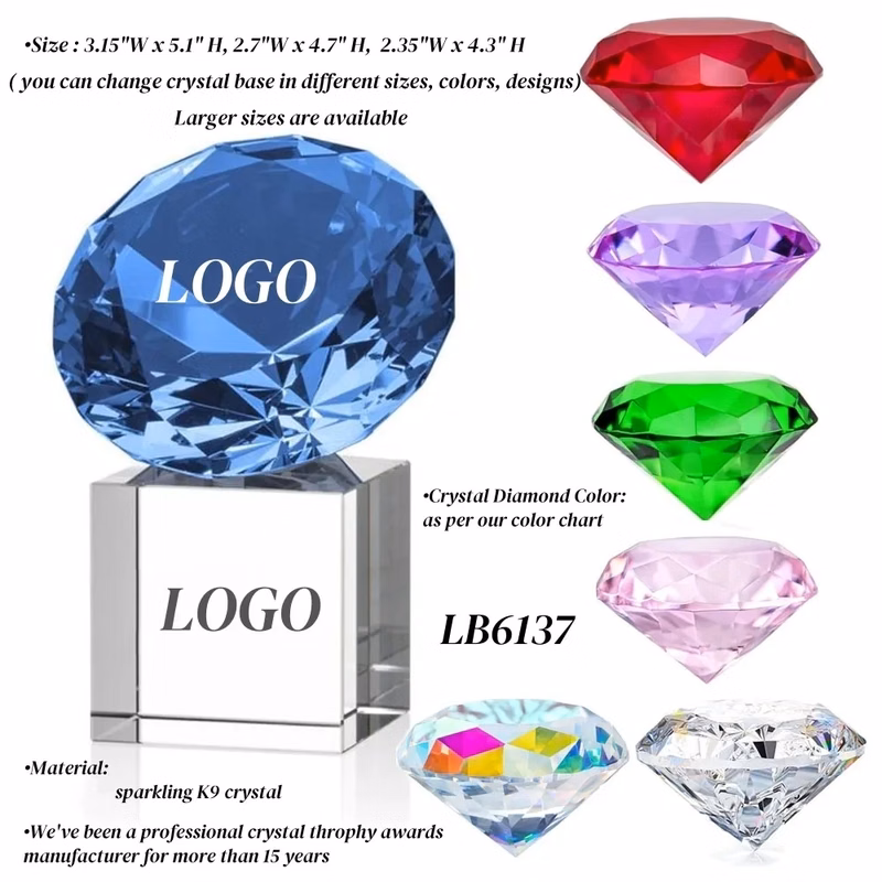 Crystal Diamond Paperweight Logo Display Sign Award