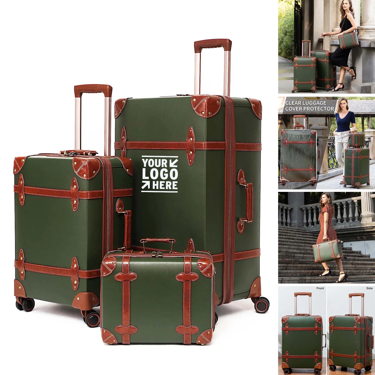 3 Pieces 28 Inch Men Women Luxury Cute Vintage Suitcase with TSA Lock 1