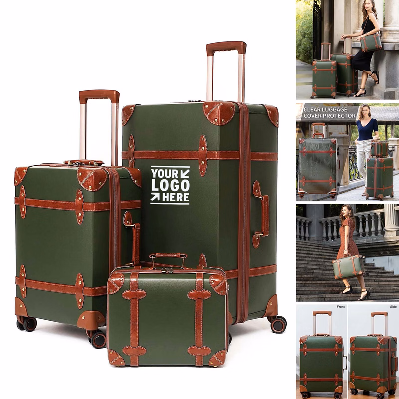 3 Pieces 28 Inch Men Women Luxury Cute Vintage Suitcase with TSA Lock