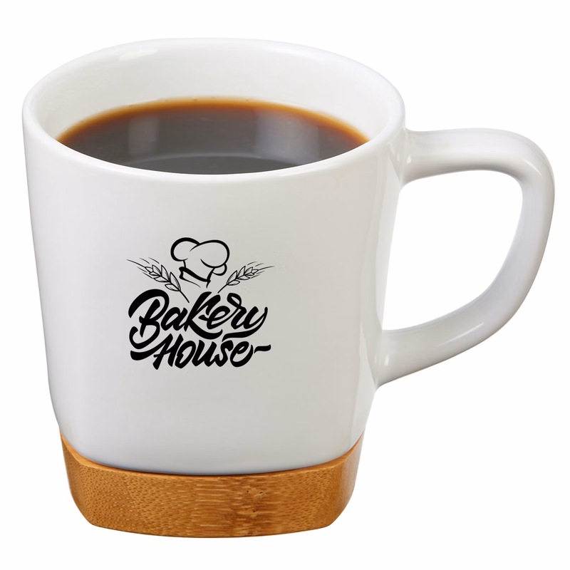 11 Oz. Ceramic Coffee Mug with Removable Bamboo Coaster