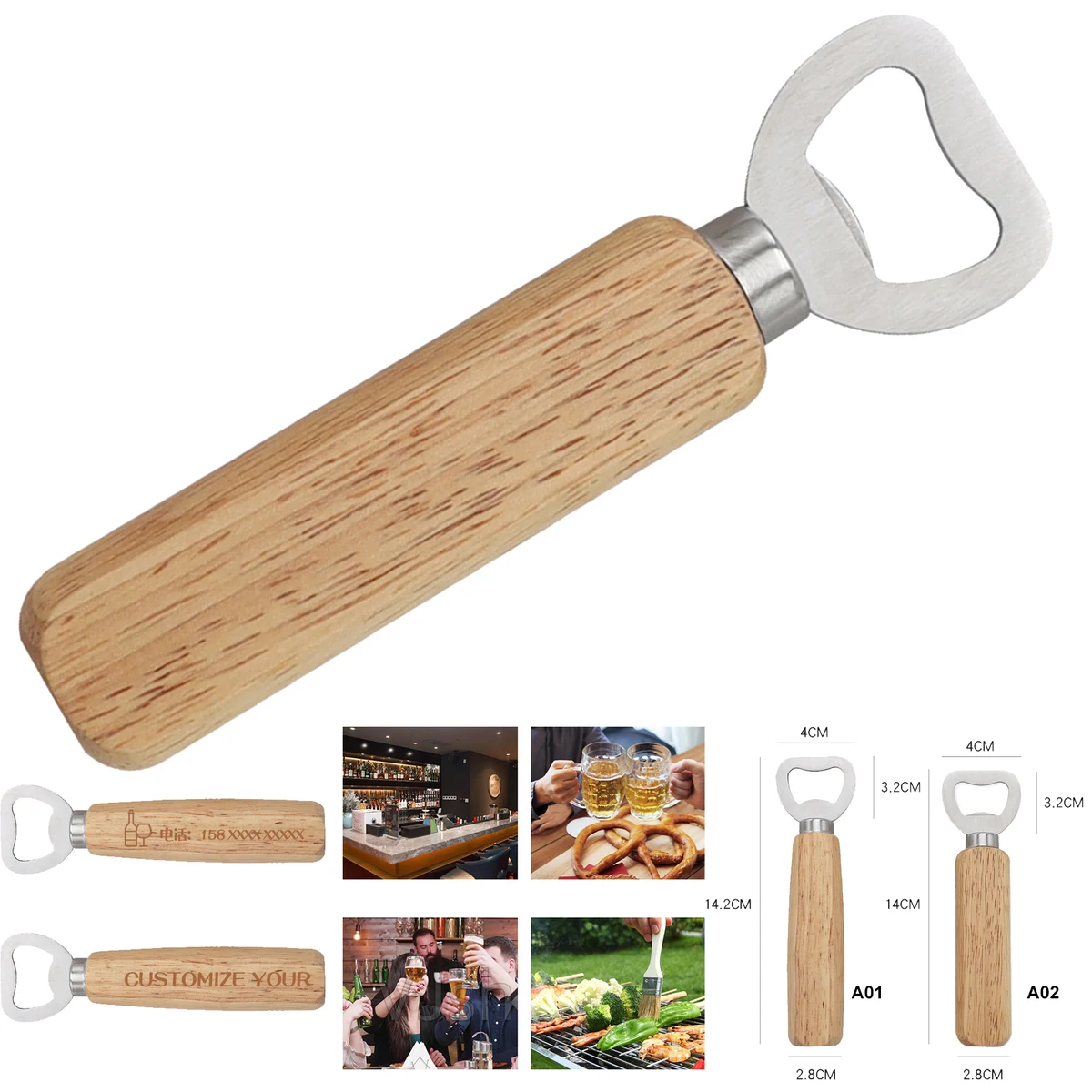 Wooden Bottle Opener Cap Opener 1