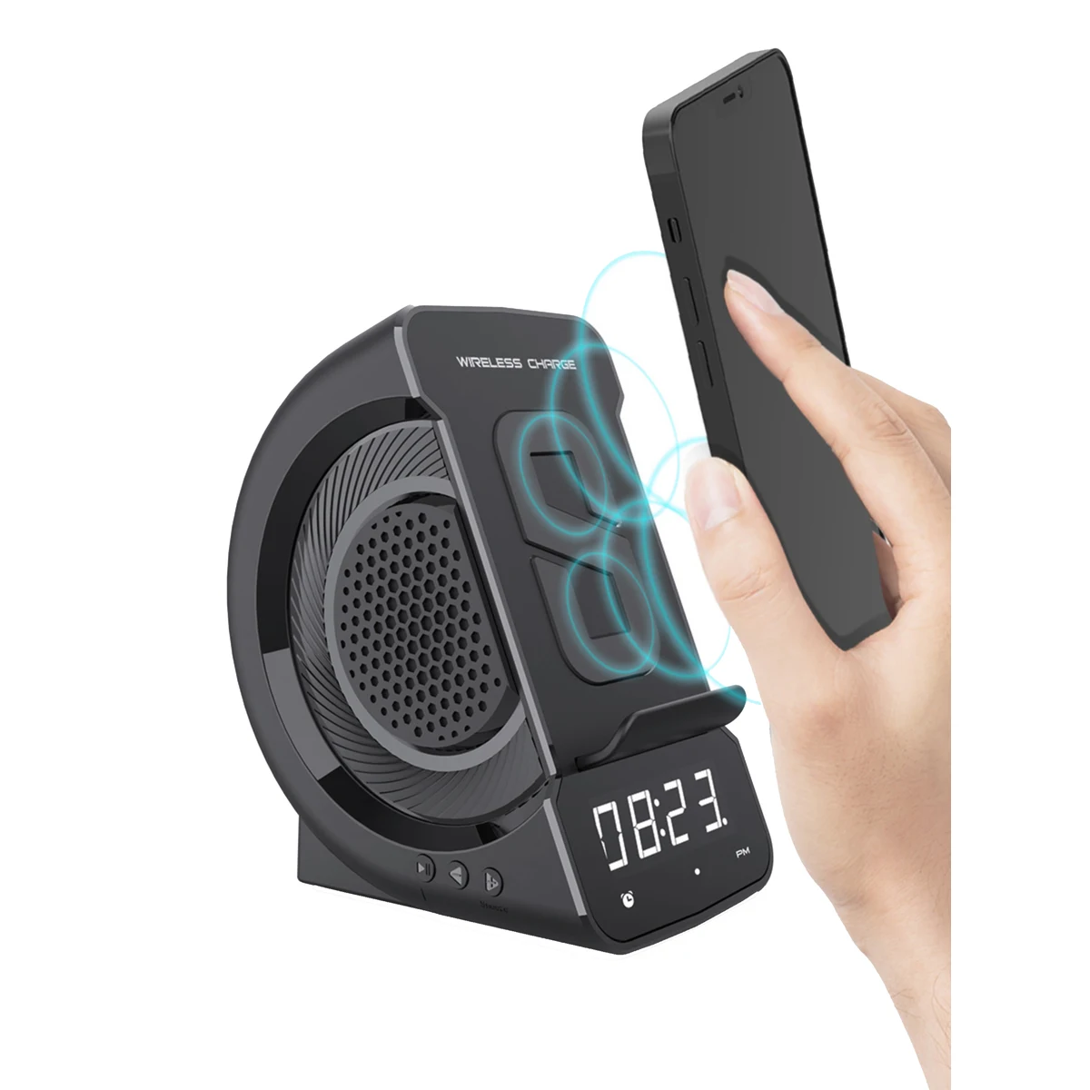 3 In 1 Bluetooth Speaker Alarm Clock with Wireless Charging 1