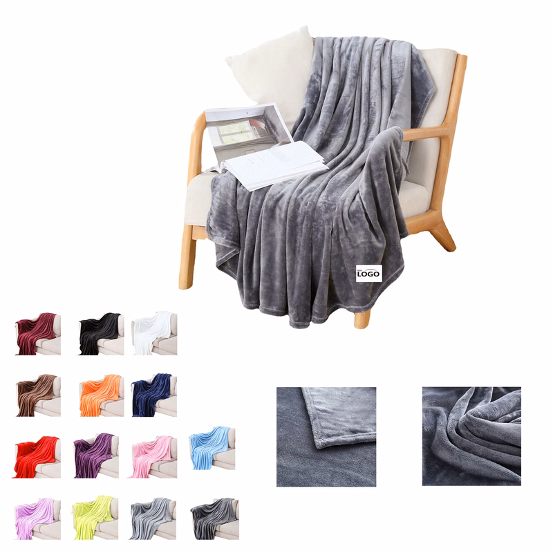 MOQ50 Interweaved Blanket for Sofa Couch Soft Flannel Fleece