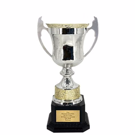 Cup Trophy: 14" Premium Rome style SILVER Metal cu