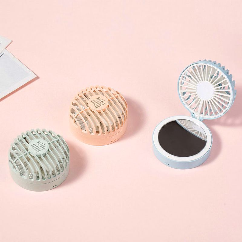 Handheld Folding Fan With Mirror