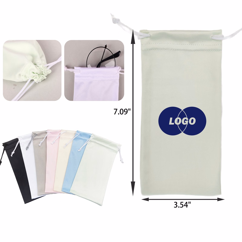 MOQ 50 PCS Stylish Microfiber Drawstring Eyeglasses Bag