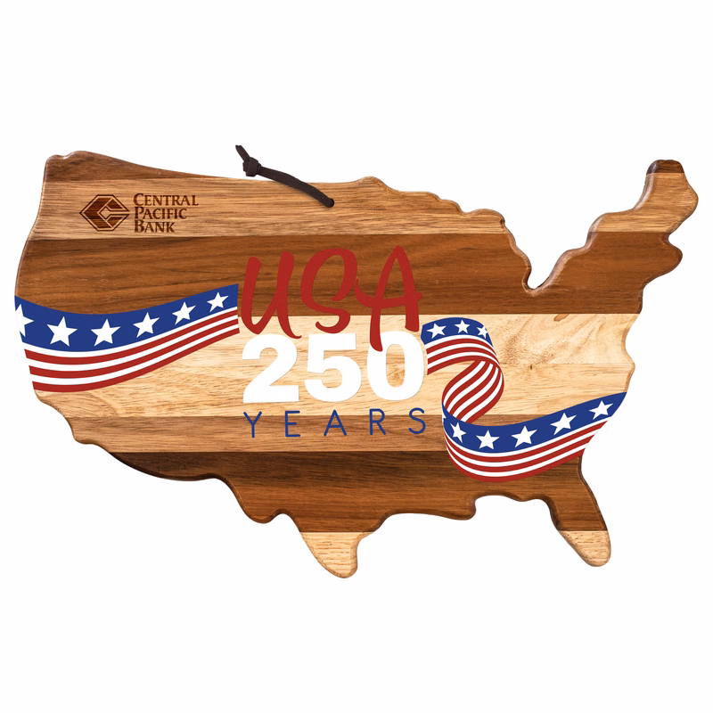 Rock & Branch® Shiplap Series USA Shaped UV Printed Serving and Cutting Board