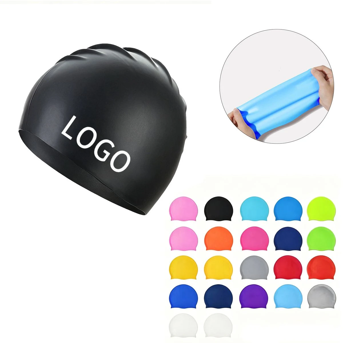 Elastic Adult Silicone Swimming Cap 1