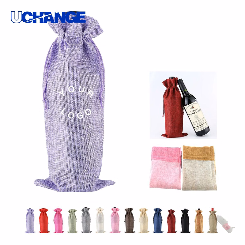 Rustic Burlap Wine Storage Bag Organizer