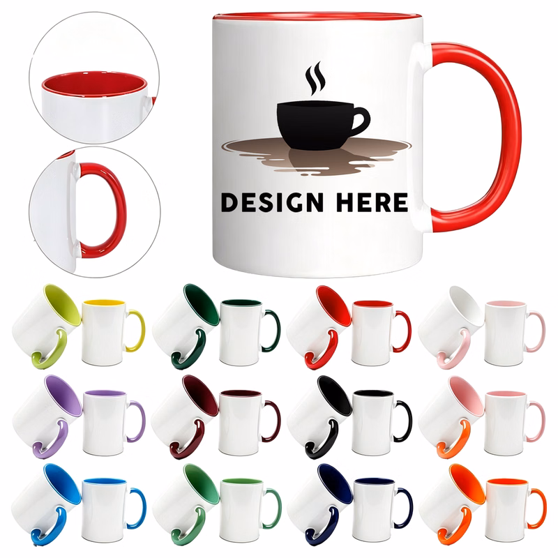 12 OZ Ceramic Sublimation Mug With Inner Color And Handle