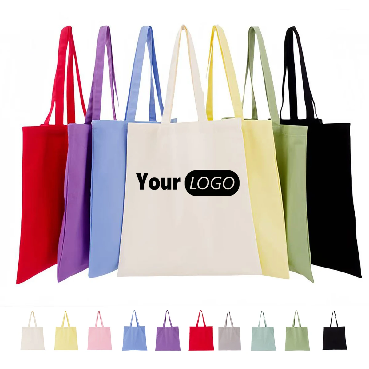 Portable Shopping Solid Color Canvas Tote Bag, custom tote bag with logo imprint 1