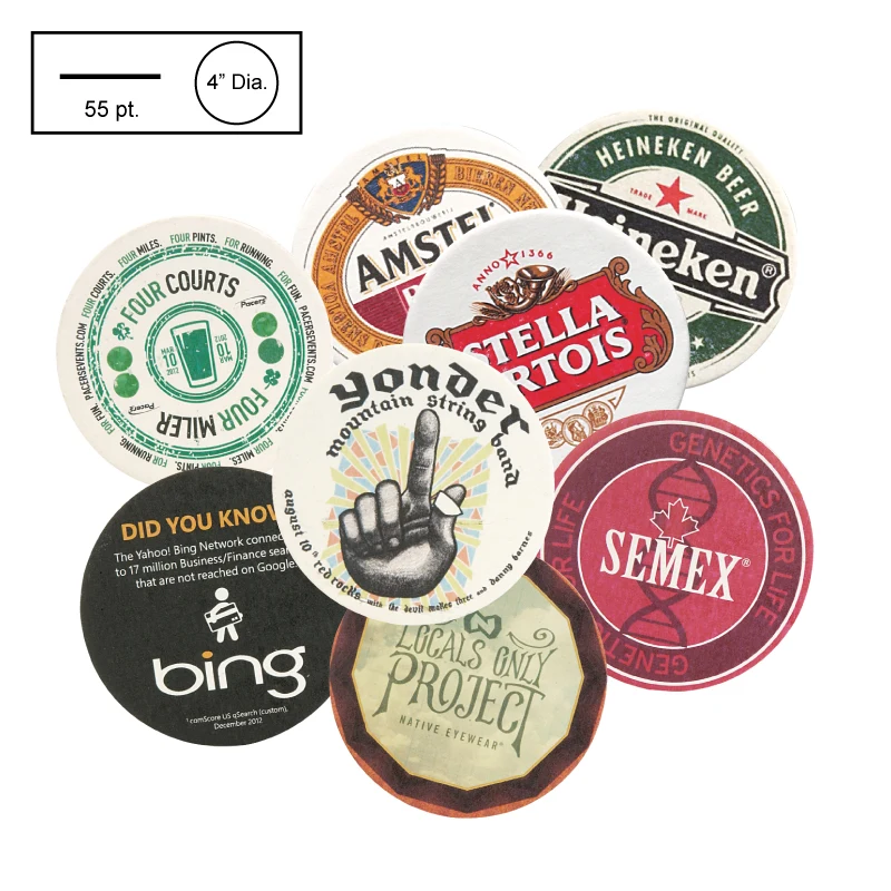 4" Circle Round Medium Weight Pulpboard Coaster 1