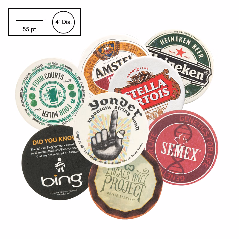 4" Circle Round Medium Weight Pulpboard Coaster