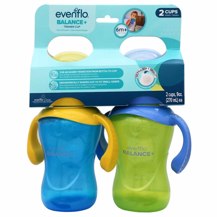Evenflo Balance 2-Handled Trainer Sippy Cups 9oz - 2 Pack