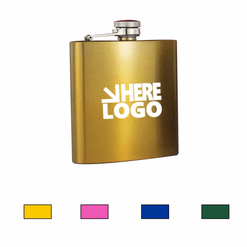 6OZ Portable Outdoor Stainless Steel Shiny Hip Flask
