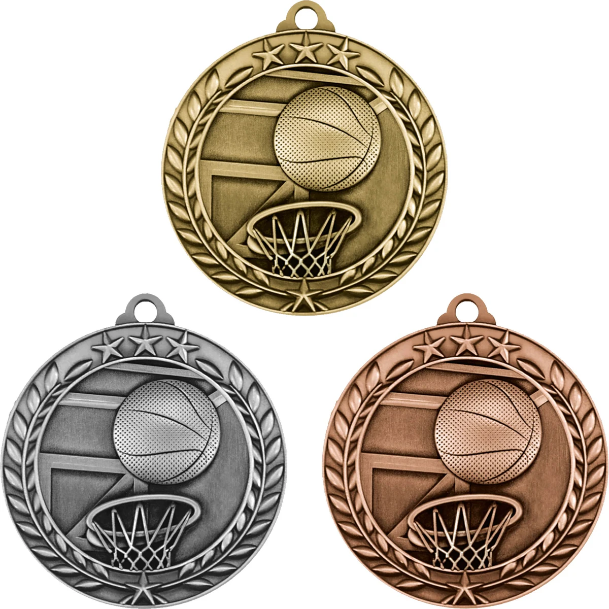 Stock Small Academic & Sports Laurel Medals: Basketball 1