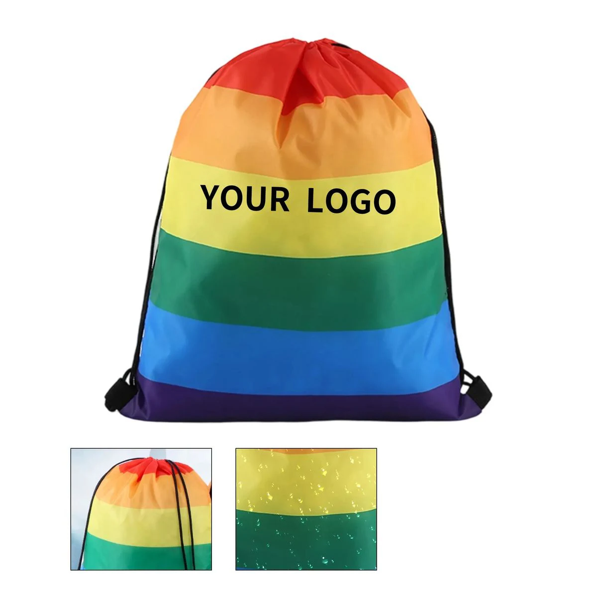 Rainbow Pride Drawstring Backpack with Shoulder Straps 1