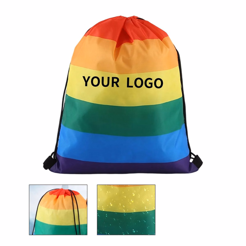 Rainbow Pride Drawstring Backpack with Shoulder Straps