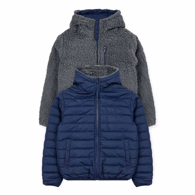 Boys' Sherpa Lined Reversible Jacket - Navy 4-7
