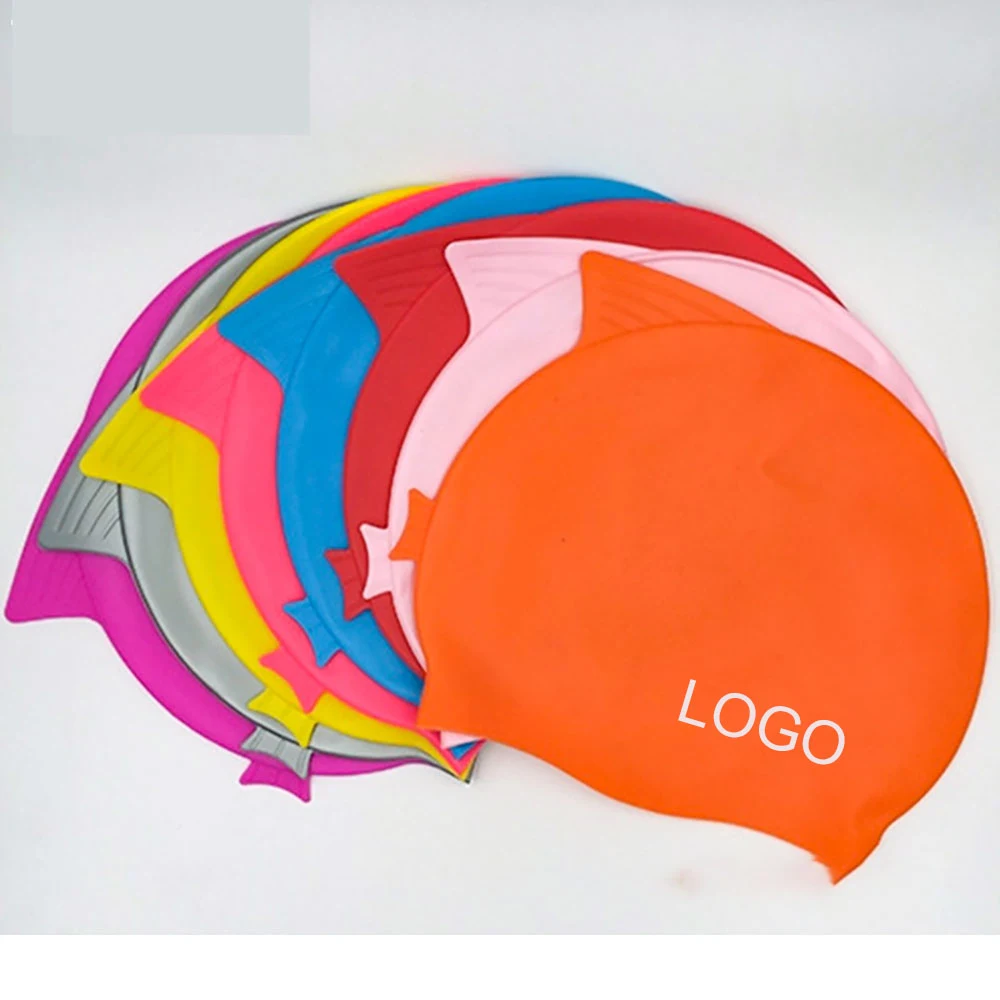 Fish Shape Silicone Swim Cap For Kids 1