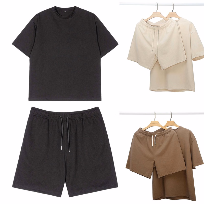 Heavyweight Pure Cotton Short-Sleeved T-Shirt And Shorts Set For Summer