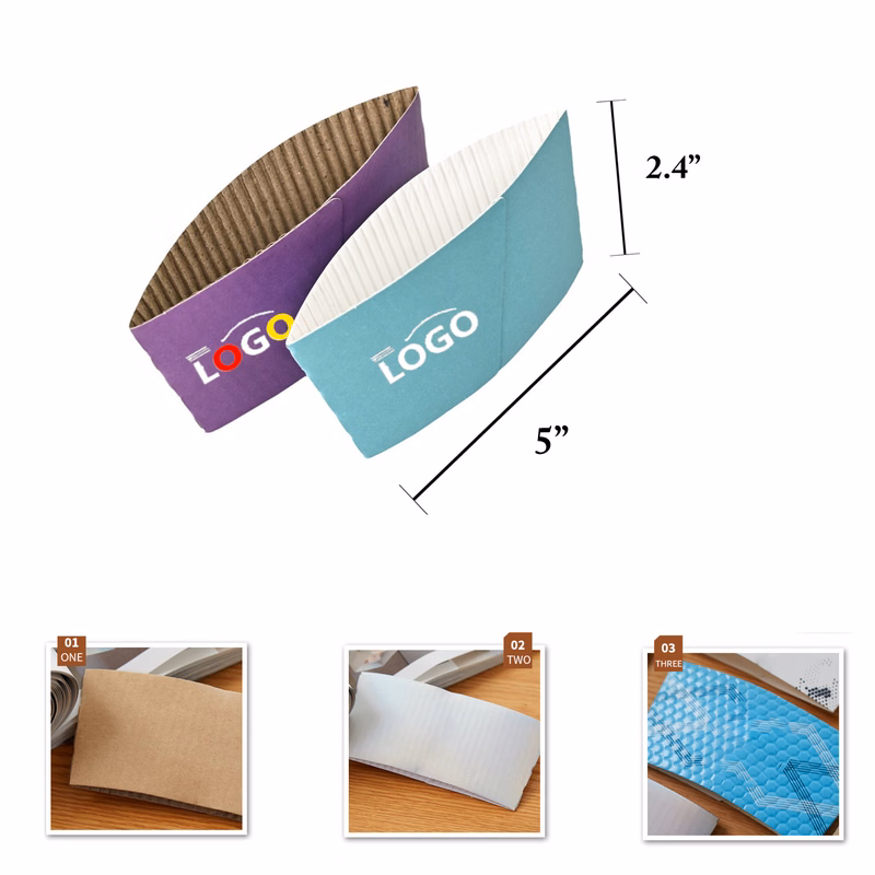 MOQ250 Corrugated Cup Sleeves For Hot Cold Drinks