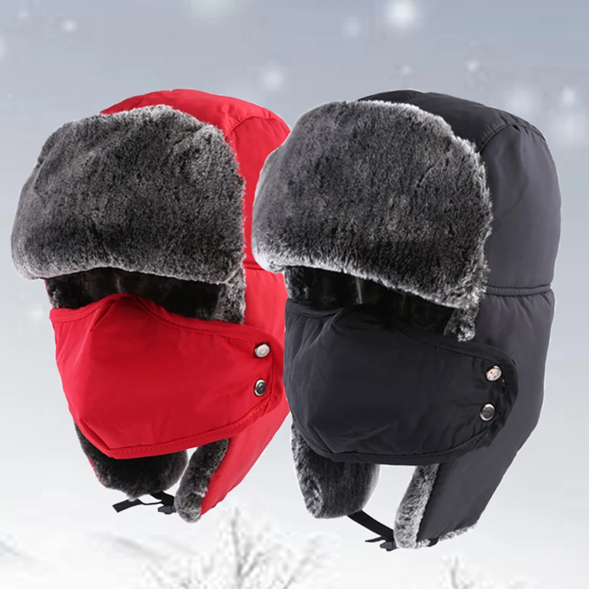 Winter Hats with Ear Flap Chin Strap and Windproof Mask 1