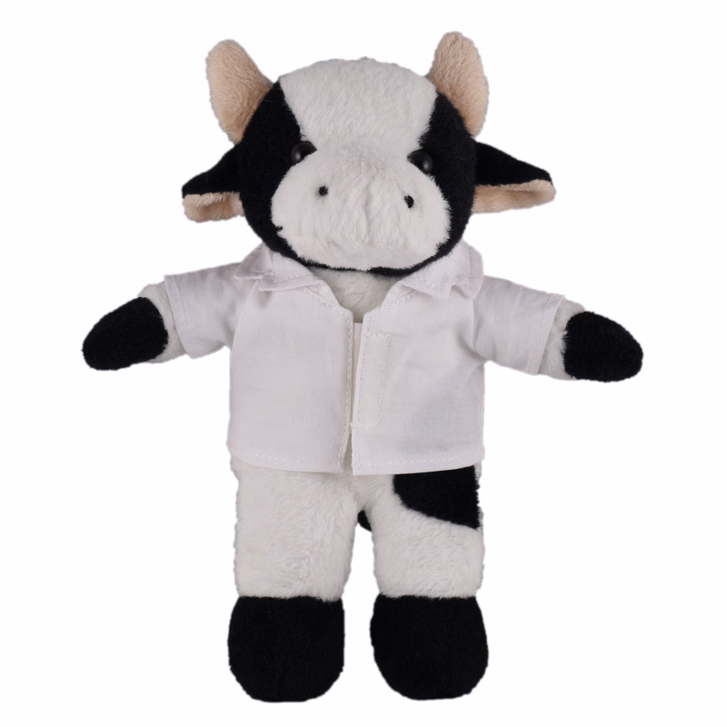Soft Plush Stuffed Cow in doctor's jacket.