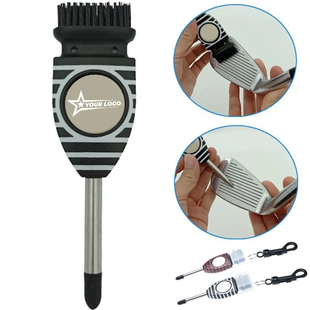 3-In-1 Golf Club Brush Groove Cleaner W/ Magnetic Ball Mark 1