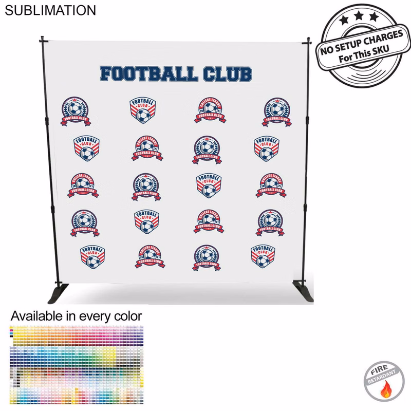 Sports Teams 8' Backdrop, Media Wall, with Full Color Graphics, Photos, NO SETUP CHARGE