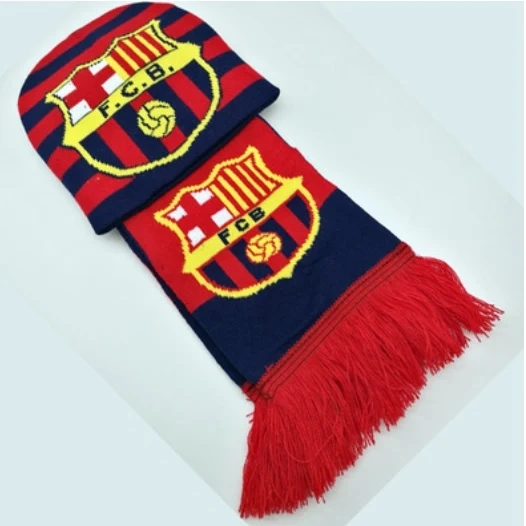 SM00236 / Custom Jacquard FootBall/Soccer Scarf with Beanie Set 1