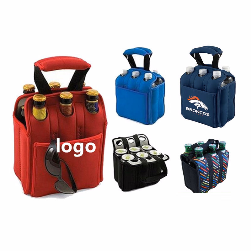 Neoprene 6 Pack Beer Bottle Carrier w/Pocket